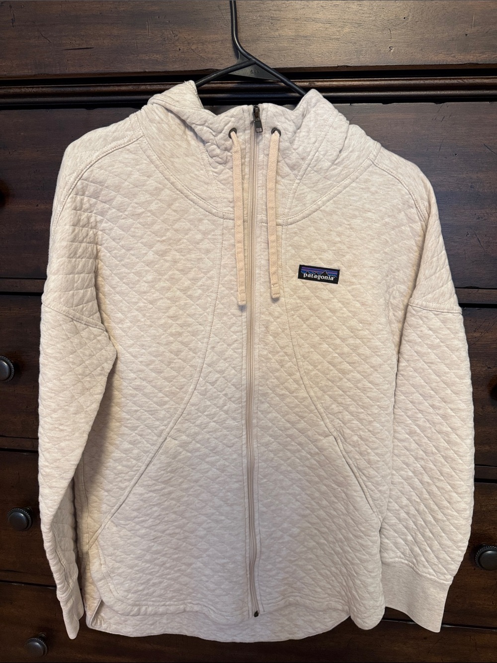 Patagonia Quilted Full-Zip Hoodie in Light Beige/Cream